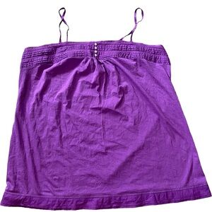 Old Navy Y2K Plus Size Purple Retro Crochet Lace Pleated Button Up Tank Top Cami